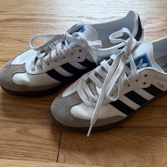 adidas White Leather samba with Black white and tan size 9 - Picture 2 of 6